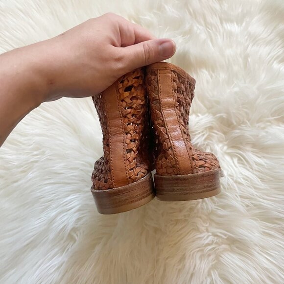 Free People Brown Rust Woven Leather Bohemian Cayne Ankle Shoeboots - Picture 6 of 8